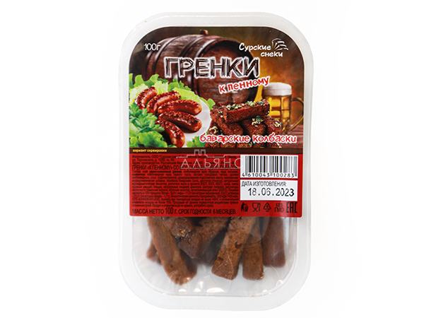 Сурские гренки Баварские колбаски (100 гр) в Калуге
